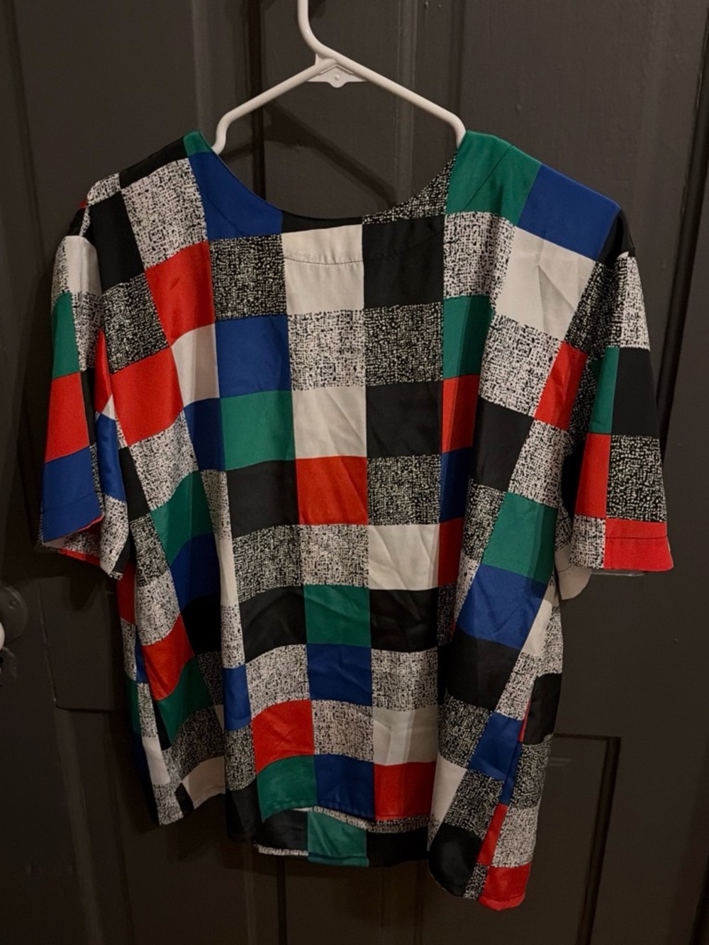 Colorblock Check Print Women’s Top - Multicolor